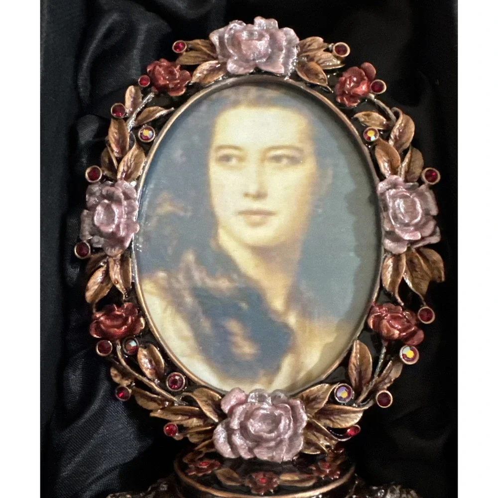 Collectible Flower Photo Frame Trinket Jewelry Box 6x3x3 - Victorian Style